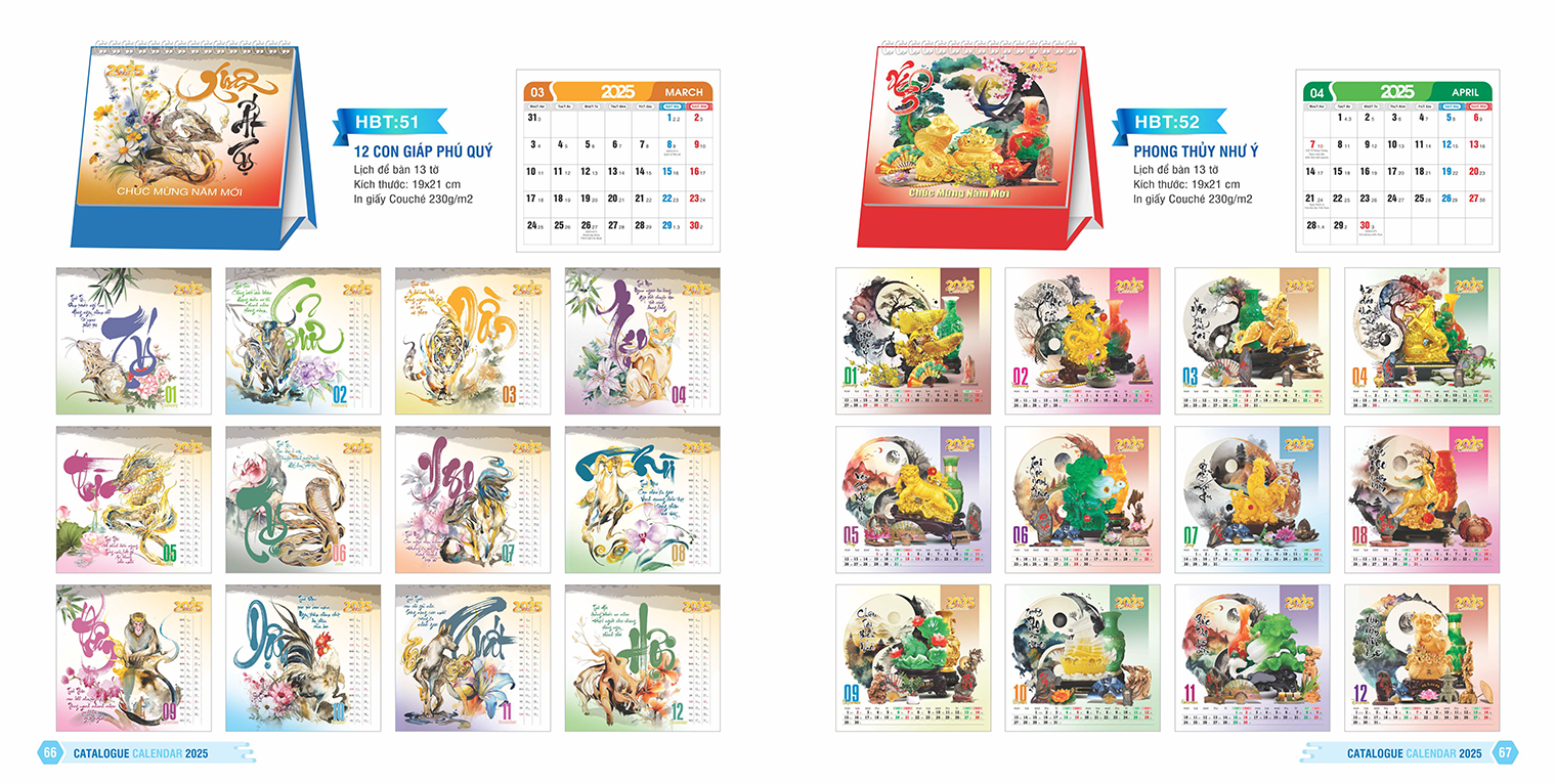 LỊCH ĐỂ BÀN 13 TỜ